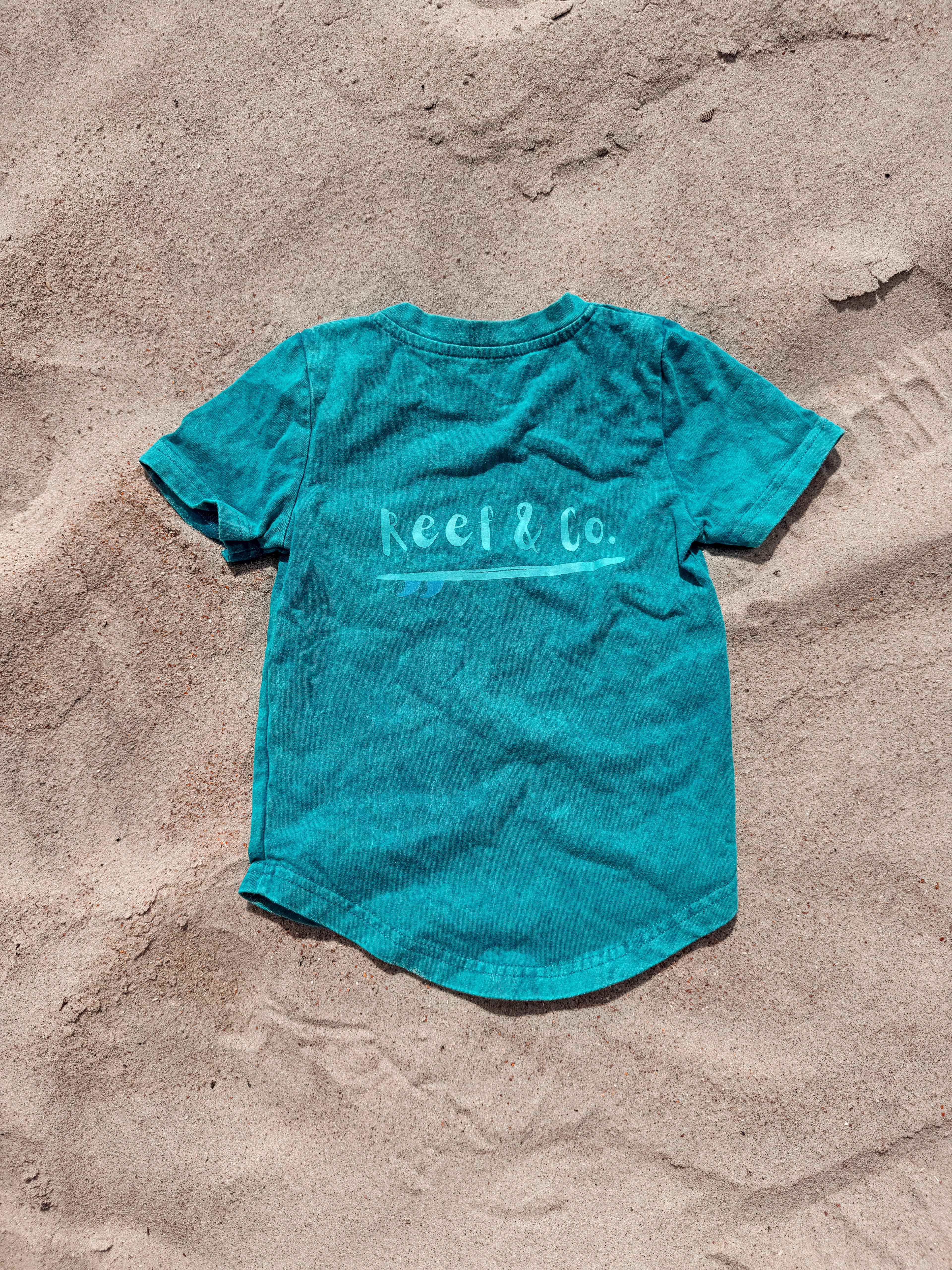 Tidepool Teal acid wash Tee