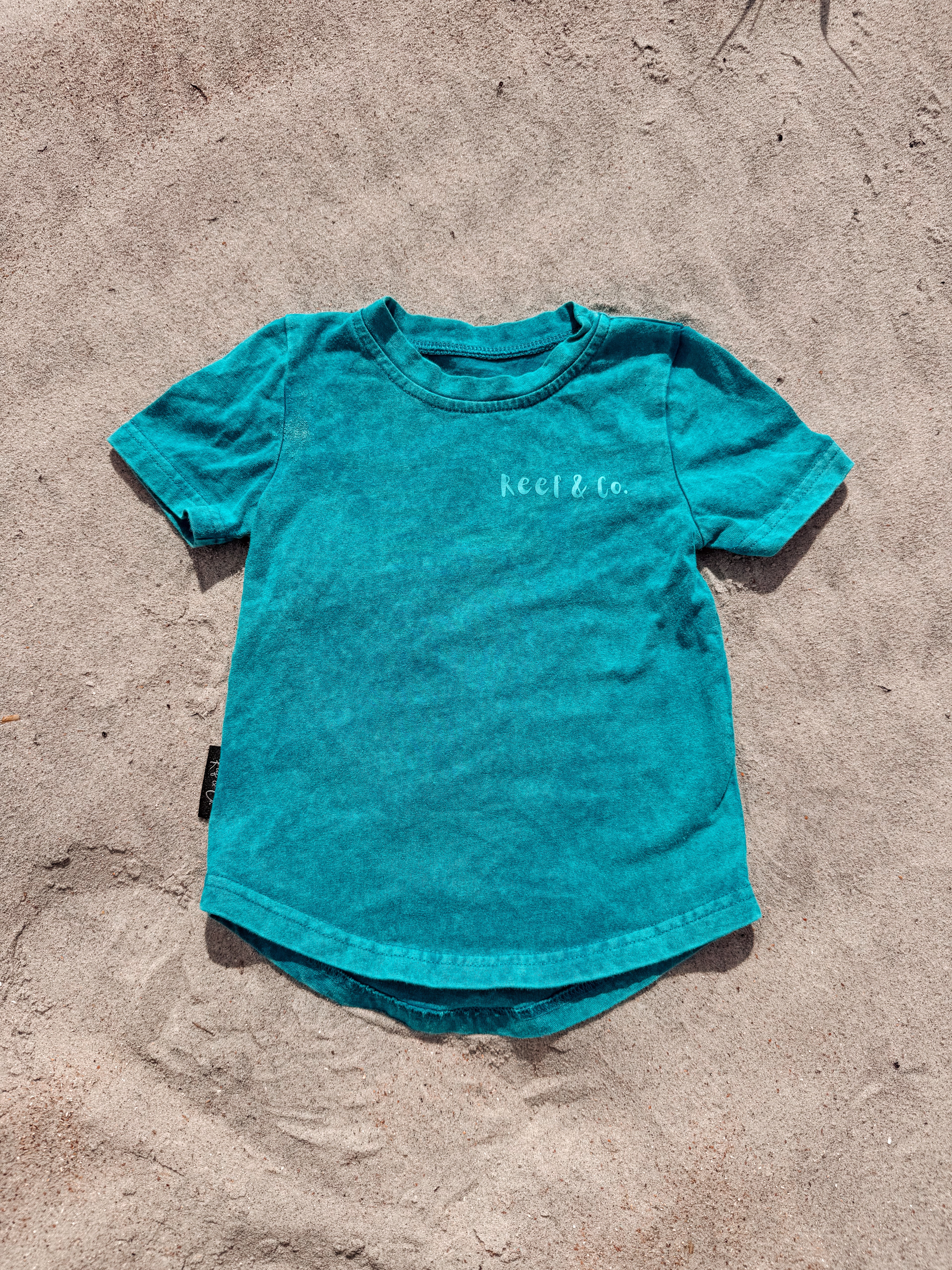 Tidepool Teal acid wash Tee