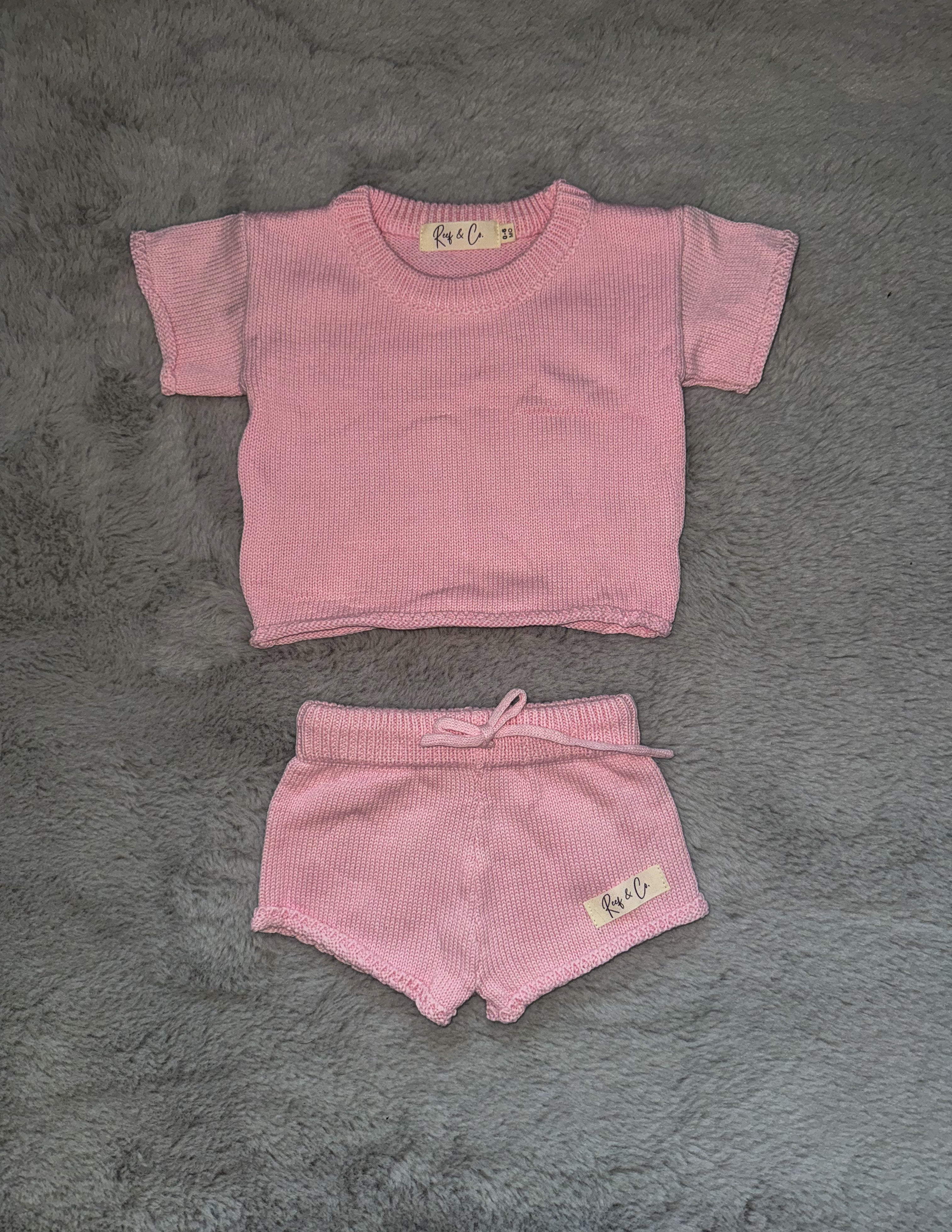 Coastal Breeze Knit Set- Cotton Candy Pink